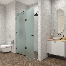 Матовое стекло, черная фурнитура